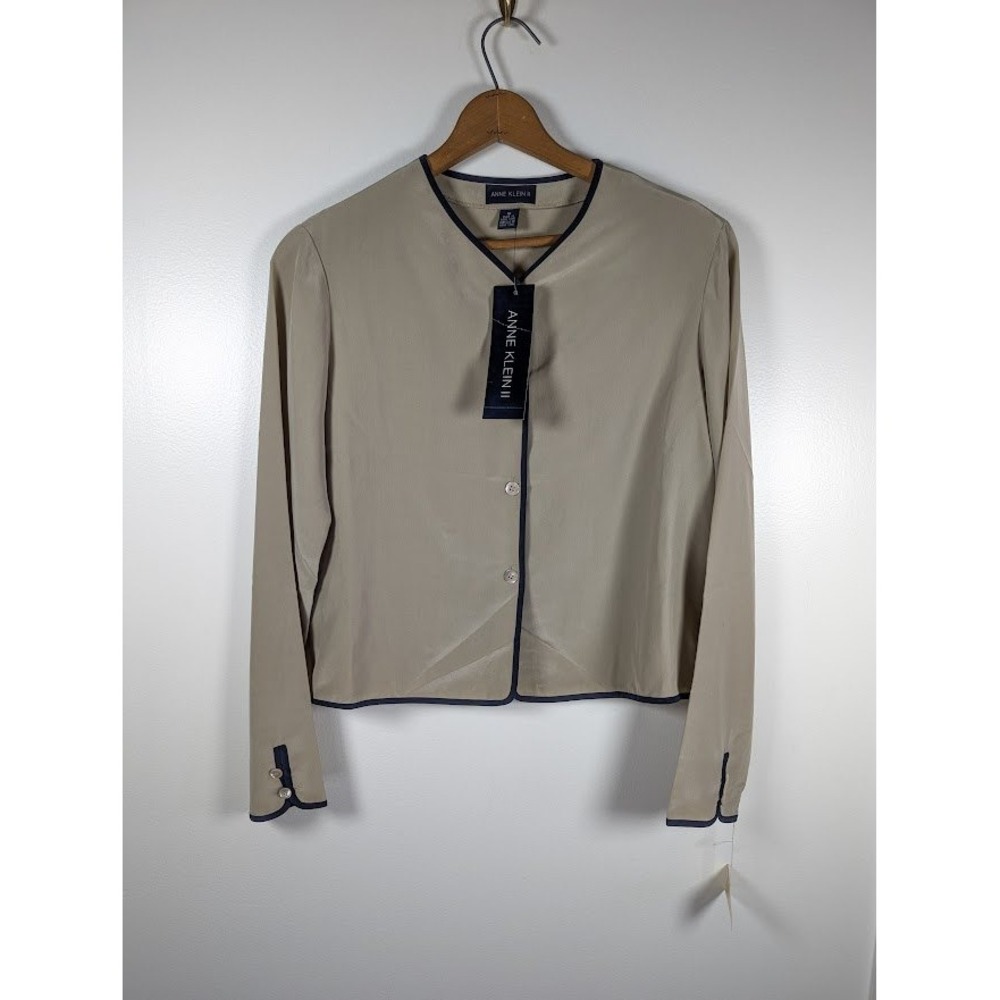 Vtg 90s Anne Klein II‎ Top Size 10 100% Silk Minimalist Office Lightweight NEW - Picture 8 of 8